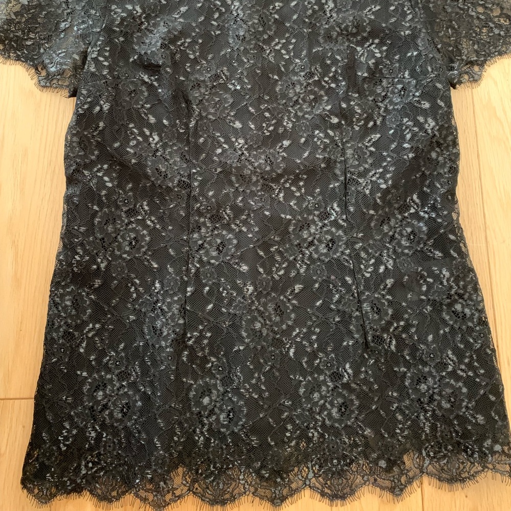 Velvet brand black shiny lace top